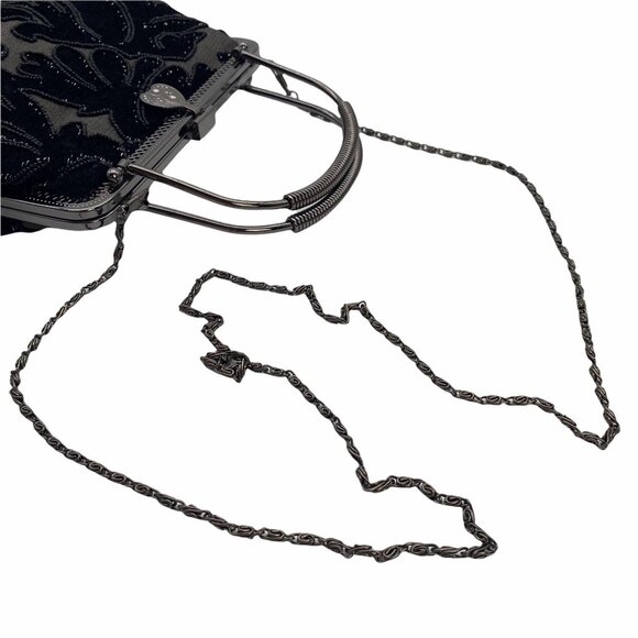 Vintage Shakeels Concepts Black Elegant Beaded Kiss lock shell shape bag - Picture 5 of 11